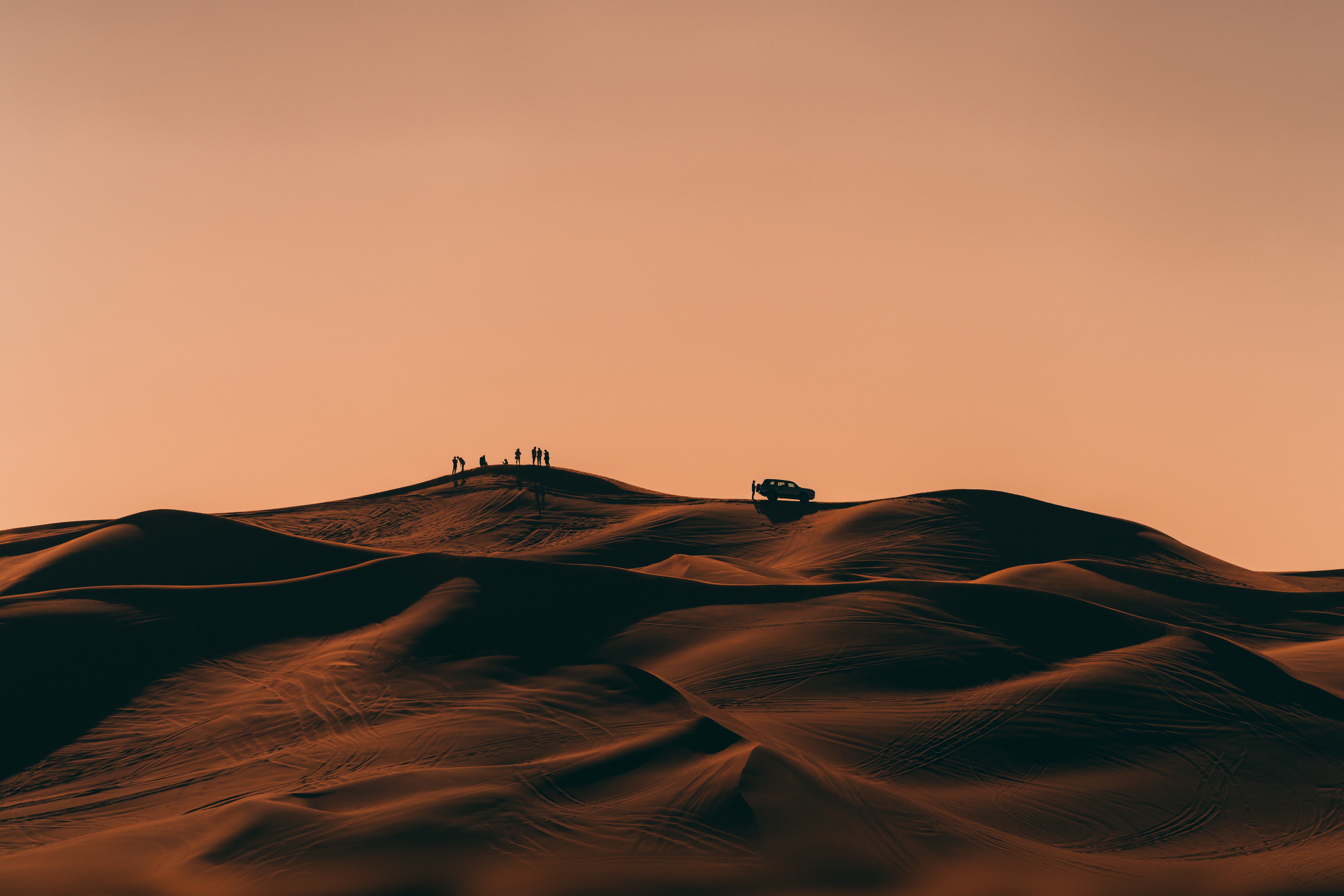 silhouette of people in the desert